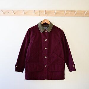 Lands End burgundy flannel lined chore coat XS-P